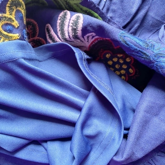 Andree By Unit‎ Embroidered Appliqué Big Bold Floral Shift Dress Linen Blend - Picture 7 of 13